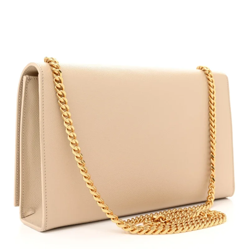 SAINT LAURENT MEDIUM KATE SATCHEL NUDE POWDER MONOGRAM GRAIN DE POUDRE LEATHER GOLD HARDWARE - Image 3