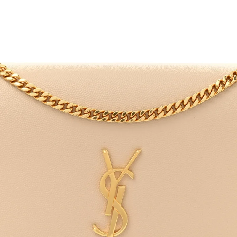SAINT LAURENT MEDIUM KATE SATCHEL NUDE POWDER MONOGRAM GRAIN DE POUDRE LEATHER GOLD HARDWARE - Image 8