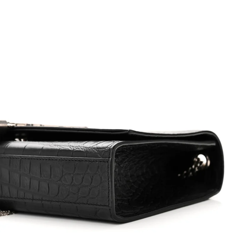 SAINT LAURENT MEDIUM KATE TASSEL SATCHEL BLACK EMBOSSED CLASSIC MONOGRAM CALFSKIN & CROCODILE LEATHER SILVER HARDWARE - Image 5