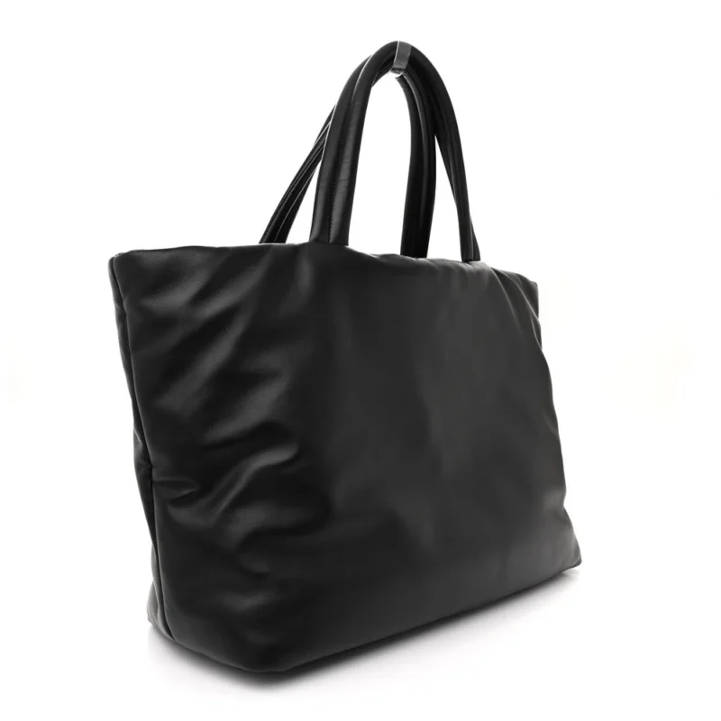 SAINT LAURENT LARGE TOTE BLACK WIDE PUFFER LAMBSKIN LEATHER - Image 3
