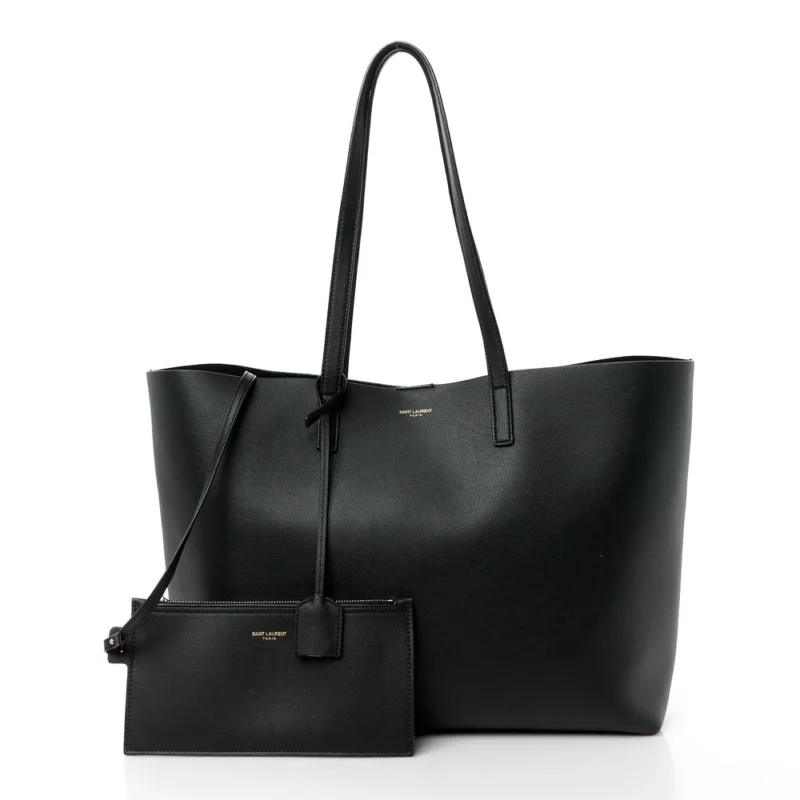 SAINT LAURENT LARGE SHOPPING TOTE BLACK CALFSKIN LEATHER - Image 2