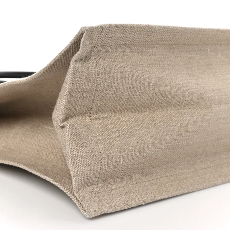 SAINT LAURENT LARGE RIVE GAUCHE TOTE OPTIC WHITE LINEN & CALFSKIN LEATHER - Image 4