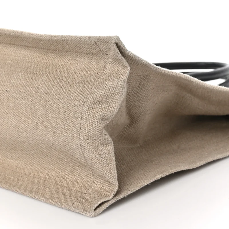 SAINT LAURENT LARGE RIVE GAUCHE TOTE OPTIC WHITE LINEN & CALFSKIN LEATHER - Image 5