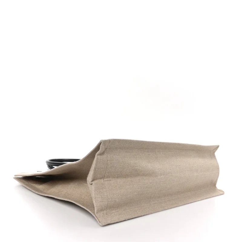 SAINT LAURENT LARGE RIVE GAUCHE TOTE OPTIC WHITE LINEN & CALFSKIN LEATHER - Image 6