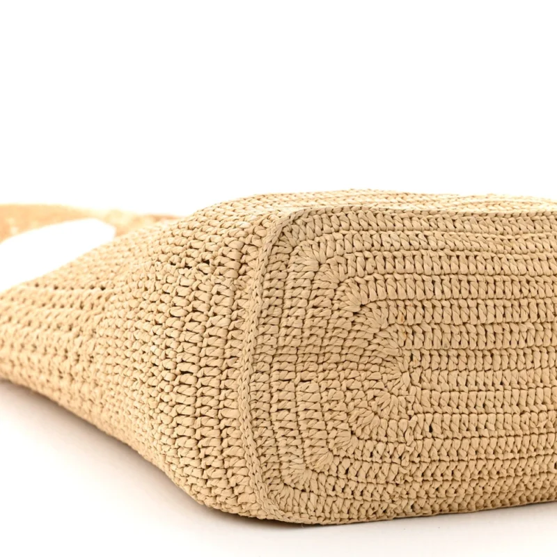 SAINT LAURENT MEDIUM HOBO NATURALE MONOGRAM RAFFIA AGED GOLD HARDWARE - Image 4