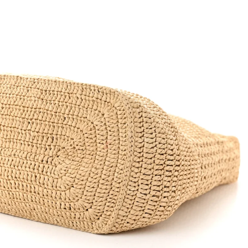 SAINT LAURENT MEDIUM HOBO NATURALE MONOGRAM RAFFIA AGED GOLD HARDWARE - Image 5