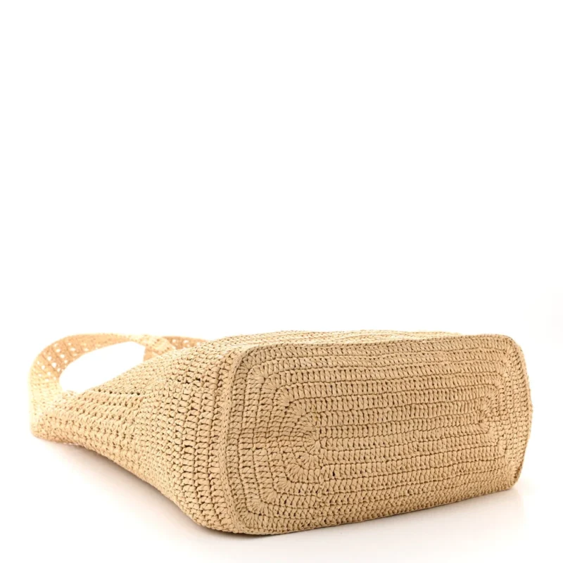 SAINT LAURENT MEDIUM HOBO NATURALE MONOGRAM RAFFIA AGED GOLD HARDWARE - Image 6