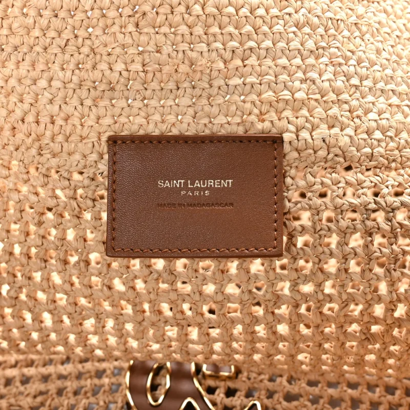 SAINT LAURENT LARGE ICARE MAXI SHOPPING TOTE NATURAL RAFFIA BRASS HARDWARE - Image 3