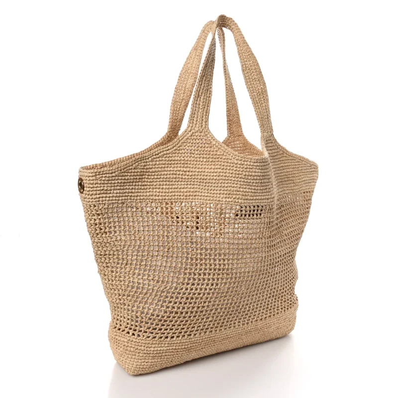 SAINT LAURENT LARGE ICARE MAXI SHOPPING TOTE NATURAL RAFFIA BRASS HARDWARE - Image 4