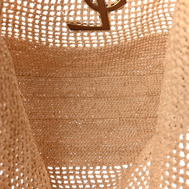 SAINT LAURENT LARGE ICARE MAXI SHOPPING TOTE NATURAL RAFFIA BRASS HARDWARE - Image 9