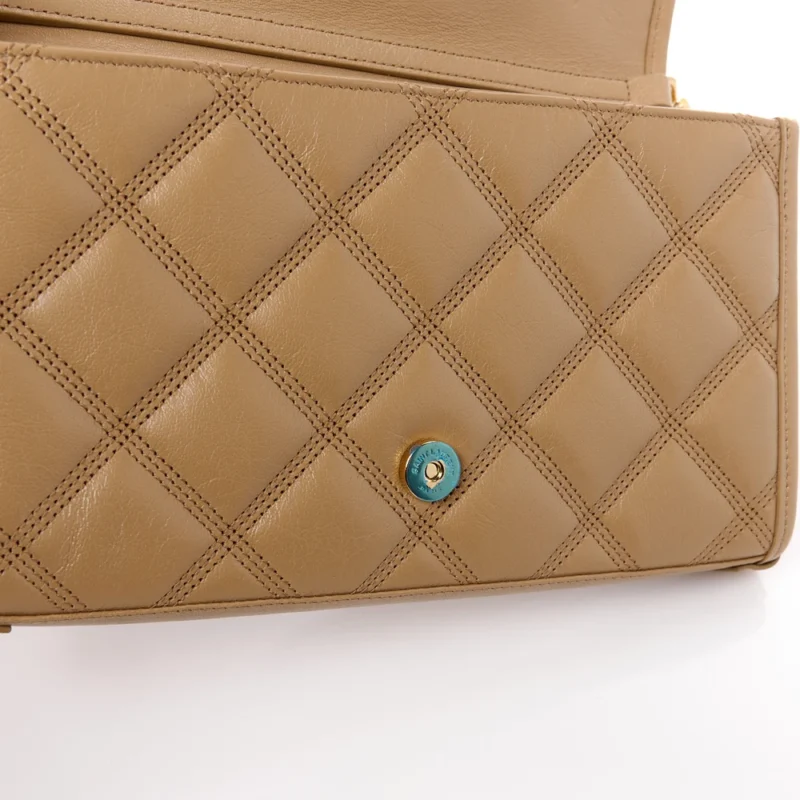 SAINT LAURENT MEDIUM BECKY CHAIN WALLET NATURAL TAN DIAMOND QUILTED LAMBSKIN LEATHER GOLD HARDWARE - Image 10
