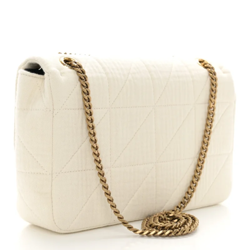 SAINT LAURENT MEDIUM JAMIE BAG VANILLA ICE CRINKLE MONOGRAM COTTON PATCHWORK AGED GOLD HARDWARE - Image 3