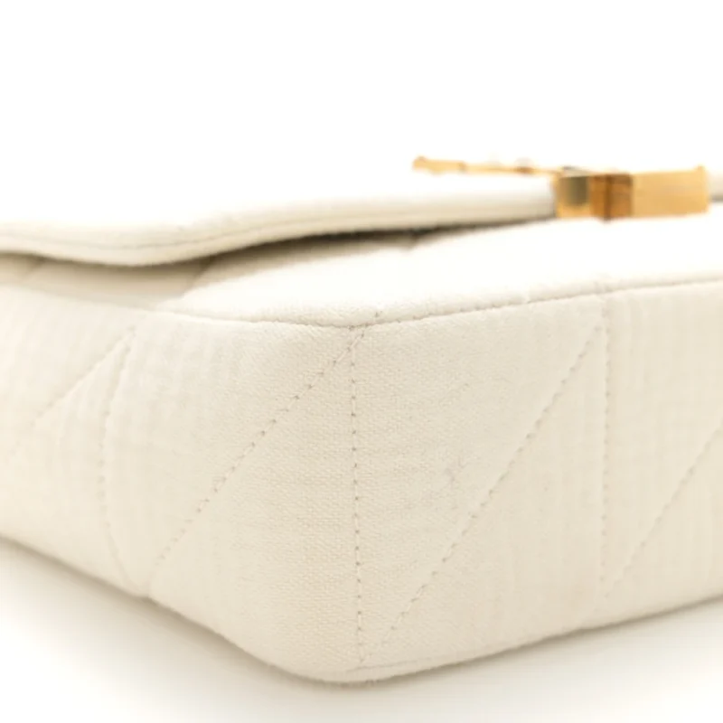 SAINT LAURENT MEDIUM JAMIE BAG VANILLA ICE CRINKLE MONOGRAM COTTON PATCHWORK AGED GOLD HARDWARE - Image 4