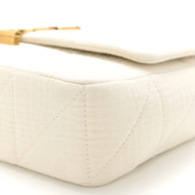 SAINT LAURENT MEDIUM JAMIE BAG VANILLA ICE CRINKLE MONOGRAM COTTON PATCHWORK AGED GOLD HARDWARE - Image 5
