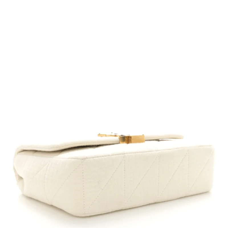 SAINT LAURENT MEDIUM JAMIE BAG VANILLA ICE CRINKLE MONOGRAM COTTON PATCHWORK AGED GOLD HARDWARE - Image 6