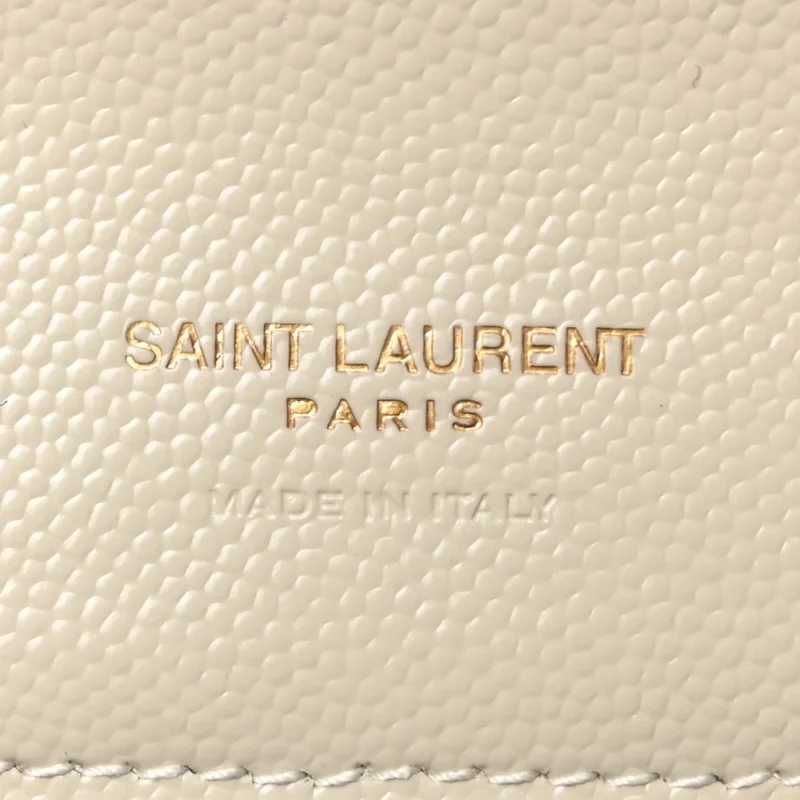 SAINT LAURENT MEDIUM ENVELOPE CLUTCH BLANC VINTAGE CHEVRON MONOGRAM GRAIN DE POUDRE MATELASSE LEATHER GOLD HARDWARE - Image 2