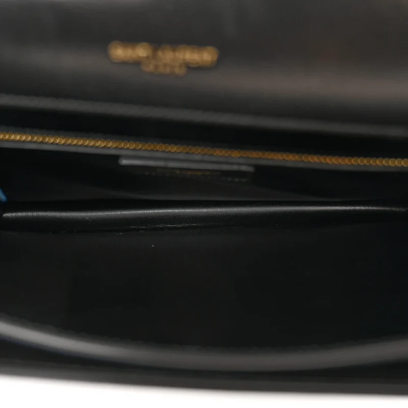 SAINT LAURENT MEDIUM GABY SATCHEL BLACK EMBOSSED CALFSKIN & CROCODILE LEATHER AGED GOLD HARDWARE - Image 7