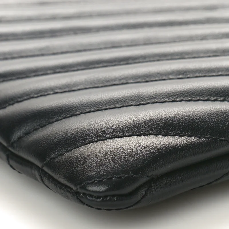 SAINT LAURENT MEDIUM A5 WRISTLET BLACK CHEVRON MONOGRAM CALFSKIN MATELASSE LEATHER GOLD HARDWARE - Image 4