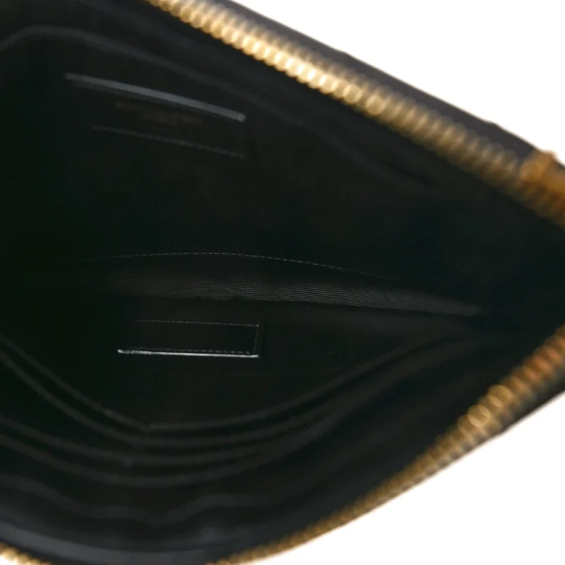 SAINT LAURENT MEDIUM A5 WRISTLET BLACK CHEVRON MONOGRAM CALFSKIN MATELASSE LEATHER GOLD HARDWARE - Image 7