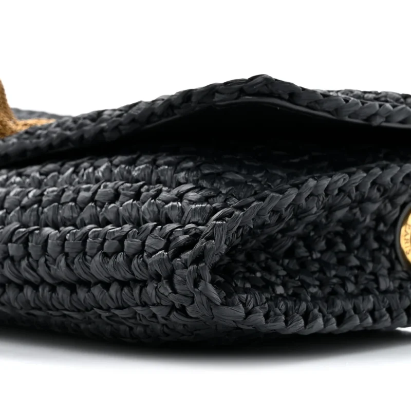 SAINT LAURENT MEDIUM KATE 99 TASSEL MONOGRAM RAFFIA BLACK GOLD HARDWARE - Image 5