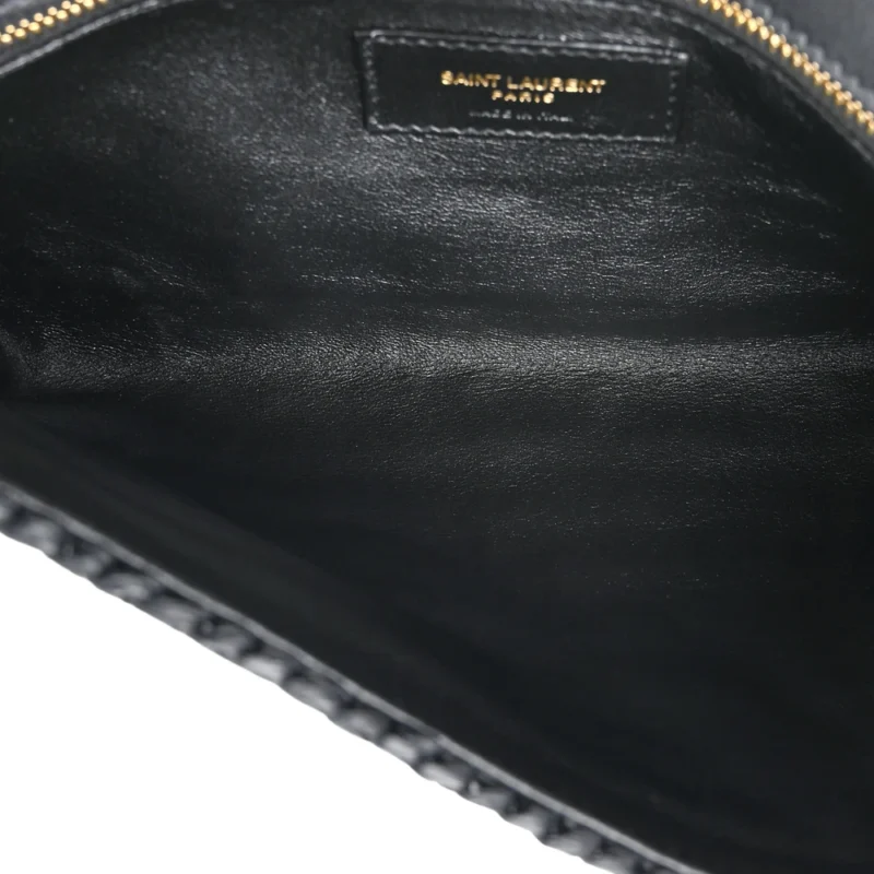 SAINT LAURENT MEDIUM KATE 99 TASSEL MONOGRAM RAFFIA BLACK GOLD HARDWARE - Image 7