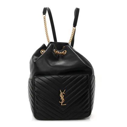 SAINT LAURENT MEDIUM JOE BACKPACK BLACK MONOGRAM LAMBSKIN MATELASSE LEATHER GOLD HARDWARE