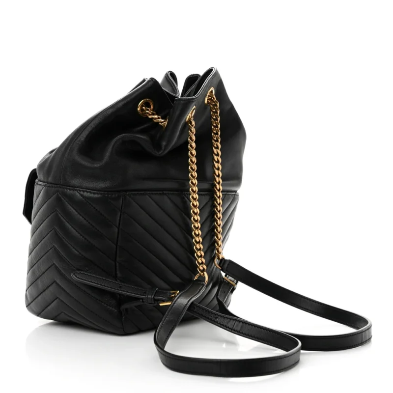 SAINT LAURENT MEDIUM JOE BACKPACK BLACK MONOGRAM LAMBSKIN MATELASSE LEATHER GOLD HARDWARE - Image 3
