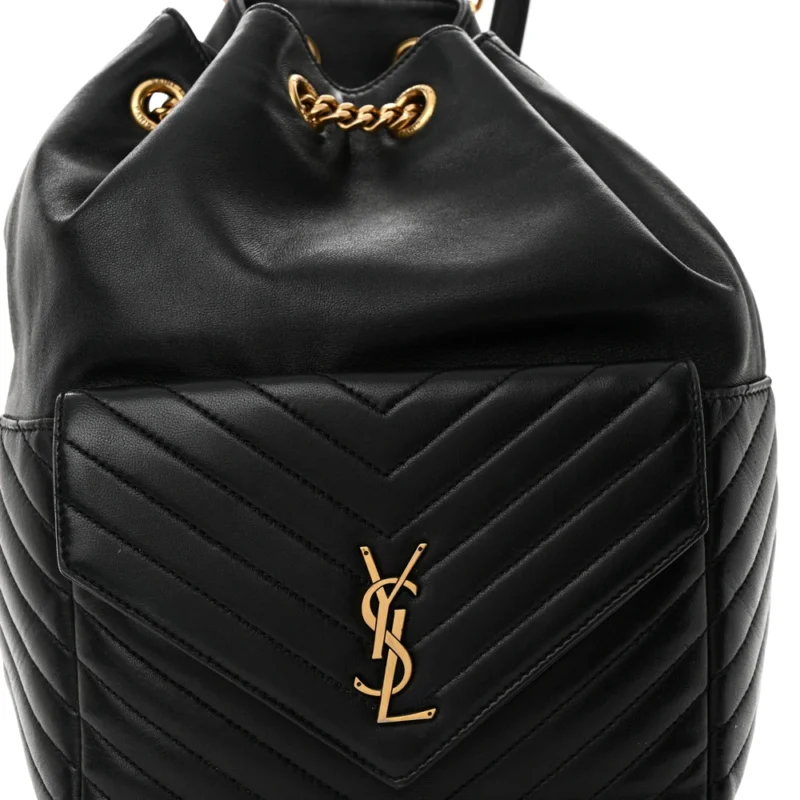 SAINT LAURENT MEDIUM JOE BACKPACK BLACK MONOGRAM LAMBSKIN MATELASSE LEATHER GOLD HARDWARE - Image 8