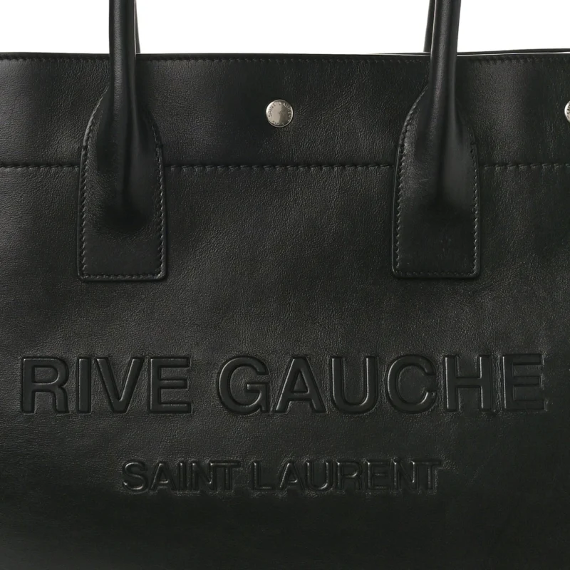 SAINT LAURENT SMALL RIVE GAUCHE TOTE BLACK SMOOTH CALFSKIN LEATHER - Image 8