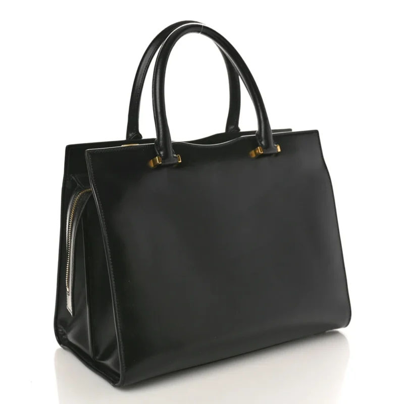 SAINT LAURENT MEDIUM UPTOWN TOTE BLACK SHINY CALFSKIN LEATHER GOLD HARDWARE - Image 3