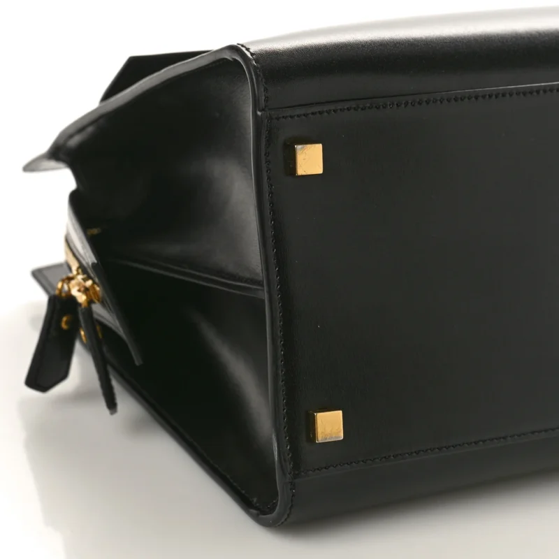 SAINT LAURENT MEDIUM UPTOWN TOTE BLACK SHINY CALFSKIN LEATHER GOLD HARDWARE - Image 4