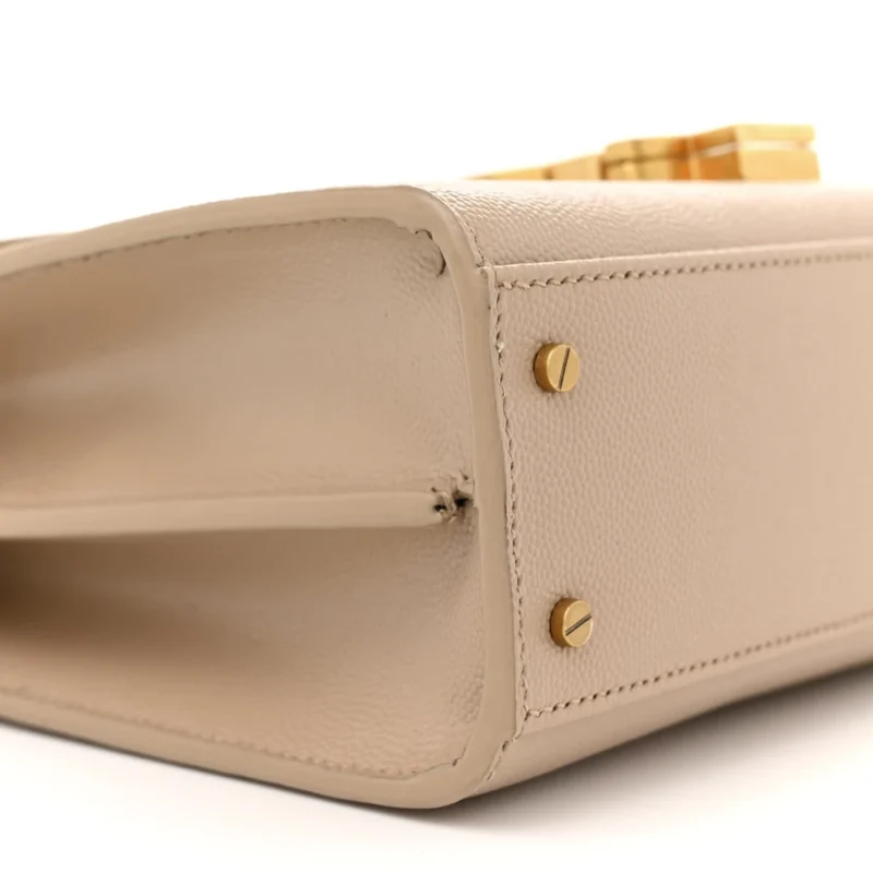 SAINT LAURENT MINI CASSANDRA TOP HANDLE CREMA SOFT CLASSIC MONOGRAM GRAIN DE POUDRE LEATHER AGED GOLD HARDWARE - Image 4