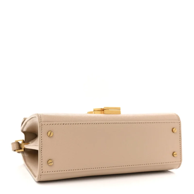 SAINT LAURENT MINI CASSANDRA TOP HANDLE CREMA SOFT CLASSIC MONOGRAM GRAIN DE POUDRE LEATHER AGED GOLD HARDWARE - Image 6