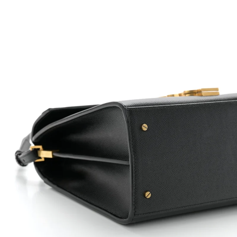 SAINT LAURENT MEDIUM CASSANDRA TOP HANDLE BLACK CLASSIC MONOGRAM GRAIN DE POUDRE LEATHER AGED GOLD HARDWARE - Image 4
