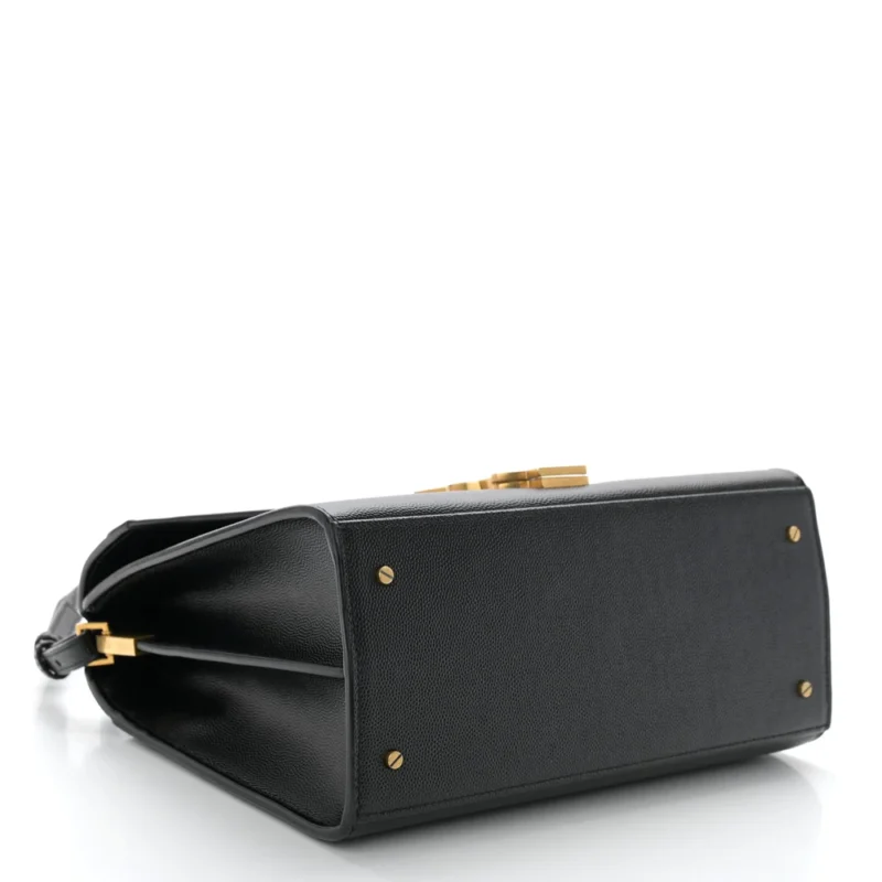 SAINT LAURENT MEDIUM CASSANDRA TOP HANDLE BLACK CLASSIC MONOGRAM GRAIN DE POUDRE LEATHER AGED GOLD HARDWARE - Image 6