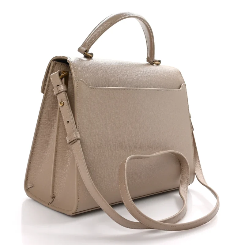 SAINT LAURENT MEDIUM CASSANDRA TOP HANDLE DARK BEIGE CLASSIC MONOGRAM GRAIN DE POUDRE LEATHER AGED GOLD HARDWARE - Image 3
