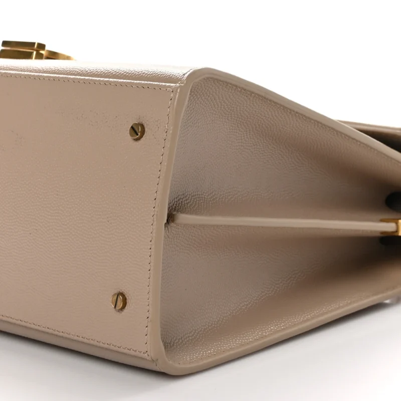 SAINT LAURENT MEDIUM CASSANDRA TOP HANDLE DARK BEIGE CLASSIC MONOGRAM GRAIN DE POUDRE LEATHER AGED GOLD HARDWARE - Image 5