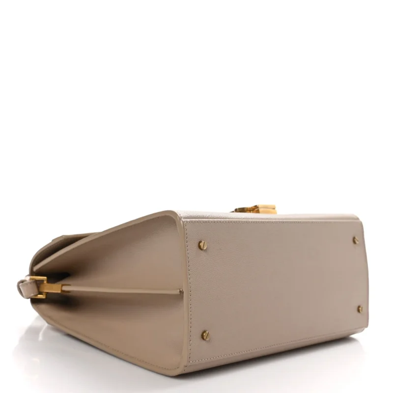 SAINT LAURENT MEDIUM CASSANDRA TOP HANDLE DARK BEIGE CLASSIC MONOGRAM GRAIN DE POUDRE LEATHER AGED GOLD HARDWARE - Image 6