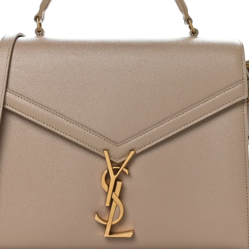 SAINT LAURENT MEDIUM CASSANDRA TOP HANDLE DARK BEIGE CLASSIC MONOGRAM GRAIN DE POUDRE LEATHER AGED GOLD HARDWARE - Image 8