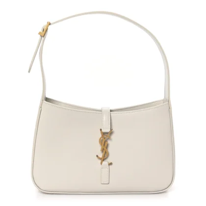 SAINT LAURENT MEDIUM LE 5 ?? 7 HOBO CREMA SOFT SMOOTH CALFSKIN LEATHER GOLD HARDWARE