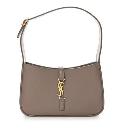 SAINT LAURENT MEDIUM LE 5 ?? 7 HOBO TAUPE SMOOTH CALFSKIN LEATHER AGED GOLD HARDWARE