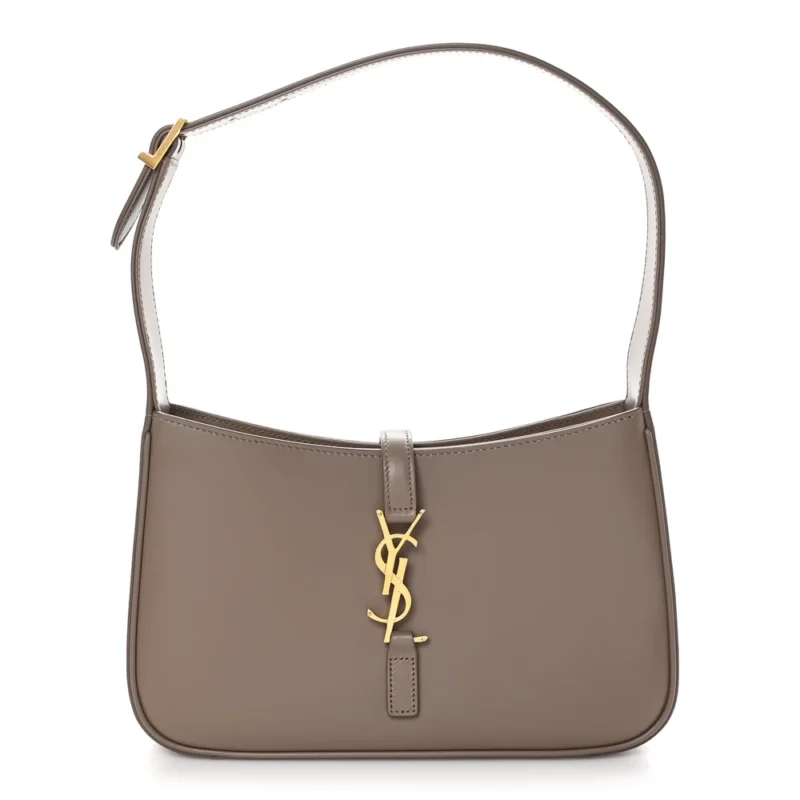 SAINT LAURENT MEDIUM LE 5 ?? 7 HOBO TAUPE SMOOTH CALFSKIN LEATHER AGED GOLD HARDWARE