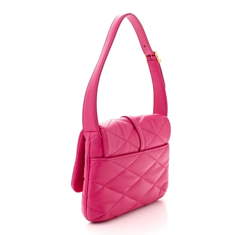 SAINT LAURENT MEDIUM LE 57 SHOULDER BAG LIPSTICK FUCHSIA DIAMOND QUILTED LAMBSKIN LEATHER AGED GOLD HARDWARE - Image 3