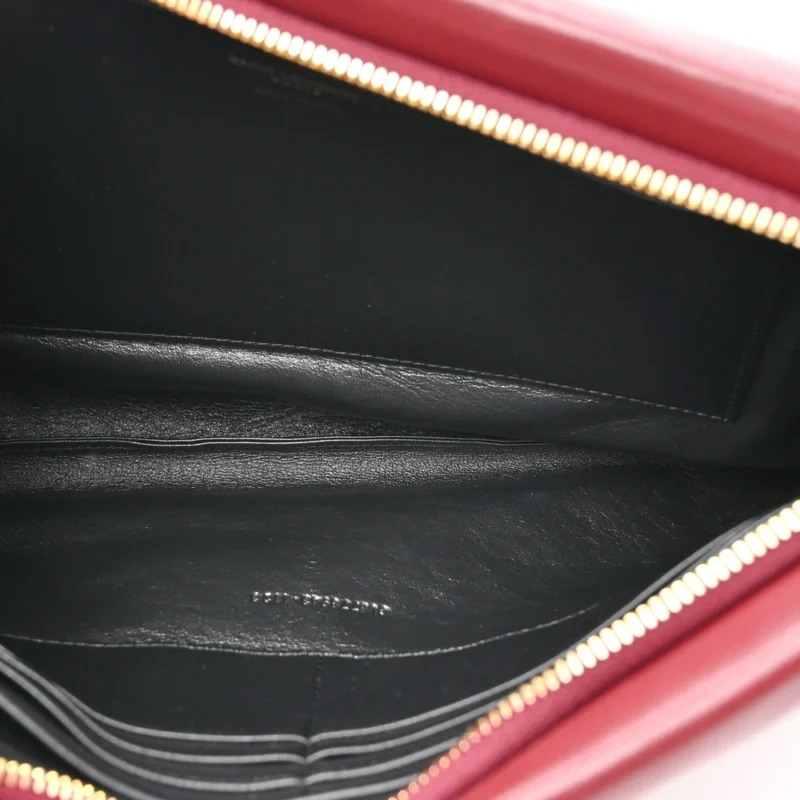 SAINT LAURENT SMALL CALYPSO POUCH ROUGE MERLOT LAMBSKIN LEATHER GOLD HARDWARE - Image 5