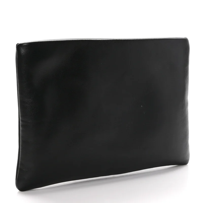 SAINT LAURENT SMALL CALYPSO POUCH BLACK LAMBSKIN LEATHER AGED GOLD HARDWARE - Image 2
