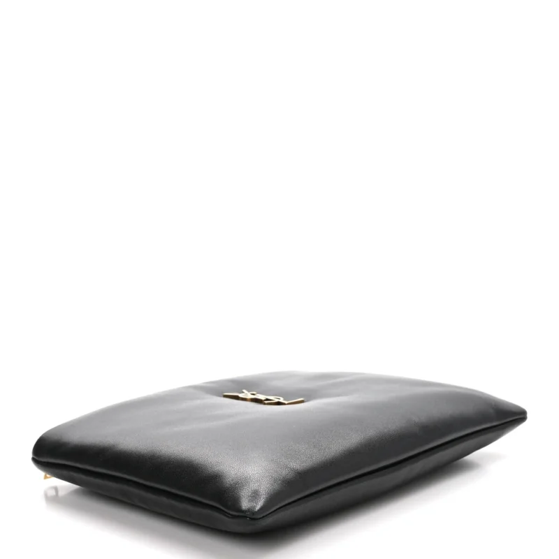 SAINT LAURENT SMALL CALYPSO POUCH BLACK LAMBSKIN LEATHER AGED GOLD HARDWARE - Image 3