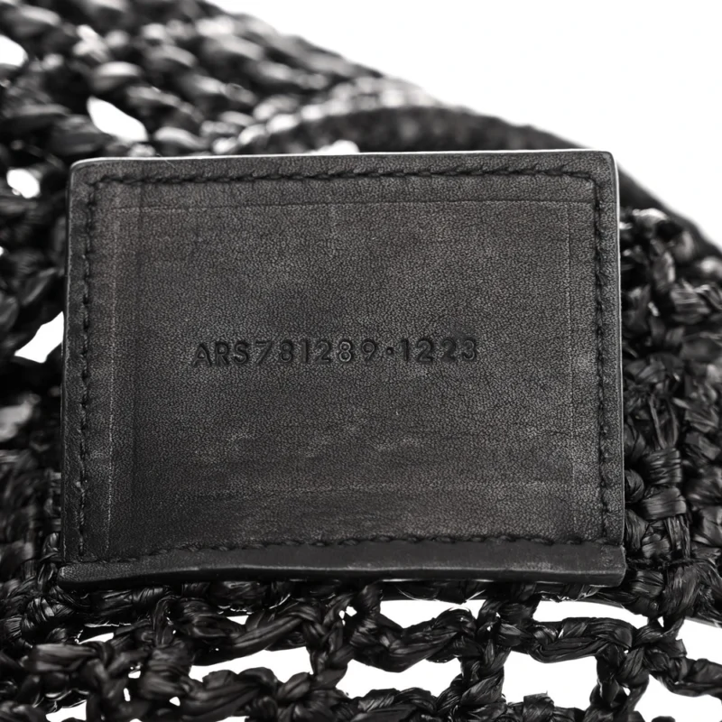 SAINT LAURENT MEDIUM OXALIS SHOULDER BAG BLACK RAFFIA & CALFSKIN LEATHER GOLD HARDWARE - Image 9