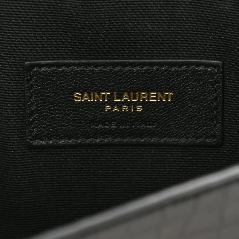 SAINT LAURENT MEDIUM UPTOWN CLUTCH BLACK EMBOSSED MONOGRAM CALFSKIN & CROCODILE LEATHER GOLD HARDWARE - Image 2