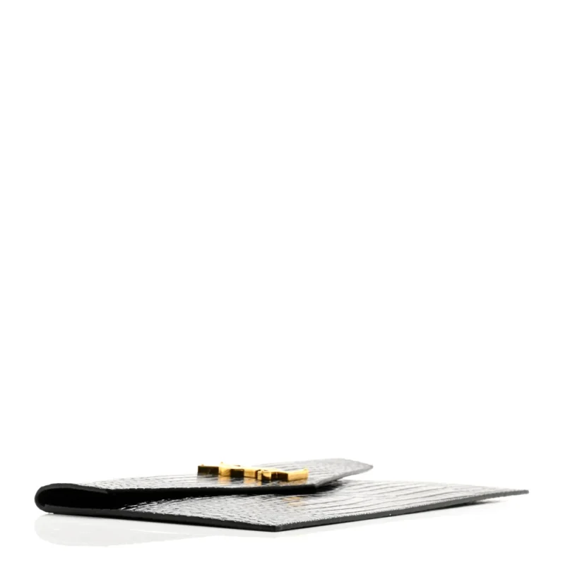 SAINT LAURENT MEDIUM UPTOWN CLUTCH BLACK EMBOSSED MONOGRAM CALFSKIN & CROCODILE LEATHER GOLD HARDWARE - Image 4