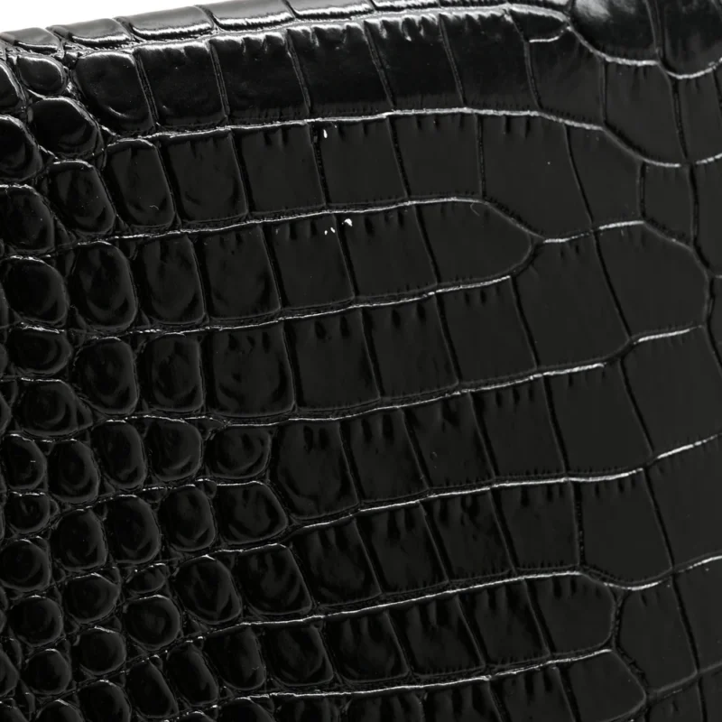 SAINT LAURENT MEDIUM UPTOWN CLUTCH BLACK EMBOSSED MONOGRAM CALFSKIN & CROCODILE LEATHER GOLD HARDWARE - Image 6